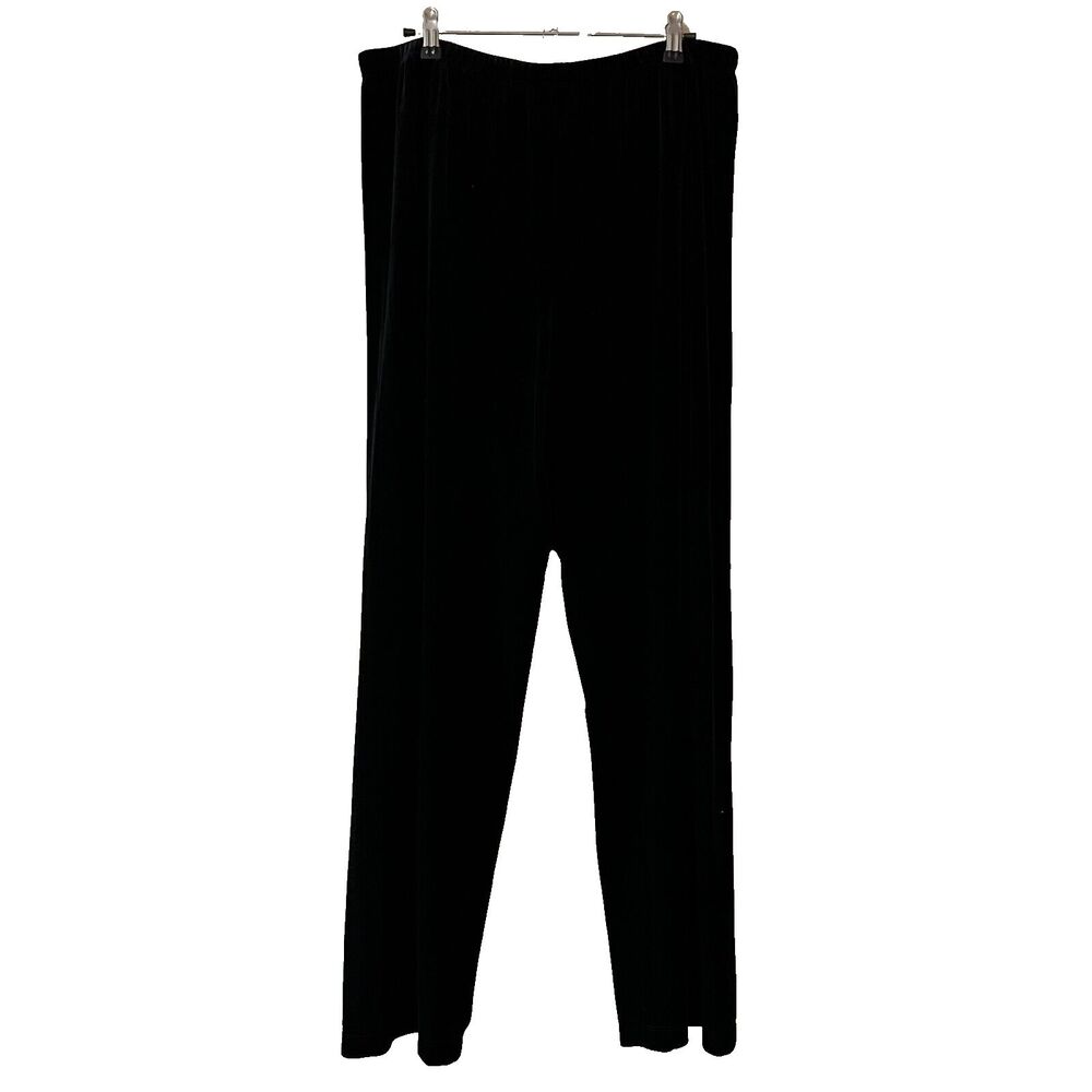 Chico's Design Pull On Whimsigoth Witchy Black Velvet Straight Leg Pants SZ 3 L
